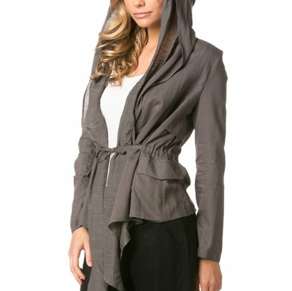Milla Hooded Shirt Jacket Charcoal Olive